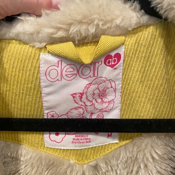 Yellow Corduroy hooded Peacoat, fully faux fur lined (medium) - Picture 2 of 4